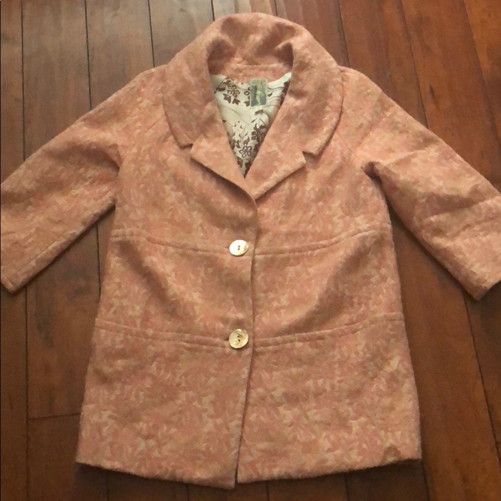 pink 3/4 length lined peacoat jacket EXPENSIVE
